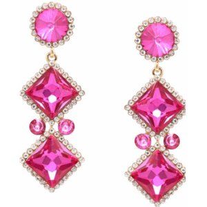 US Jewelry House Geometric Stone Drop Earrings Pink NWT